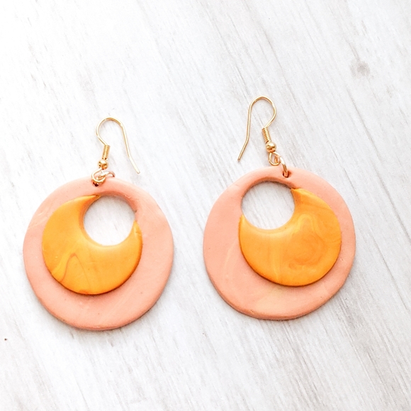 Handcrafted Retro Polymer Clay Round Earrings